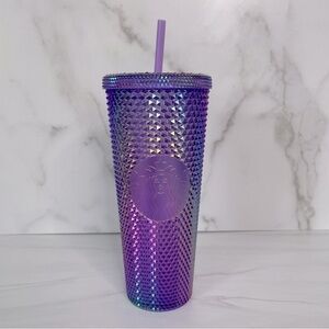 Starbucks Summer 2022 Purple Oil Slick Studded Cold Cup Venti Tumbler 24 Oz NWT